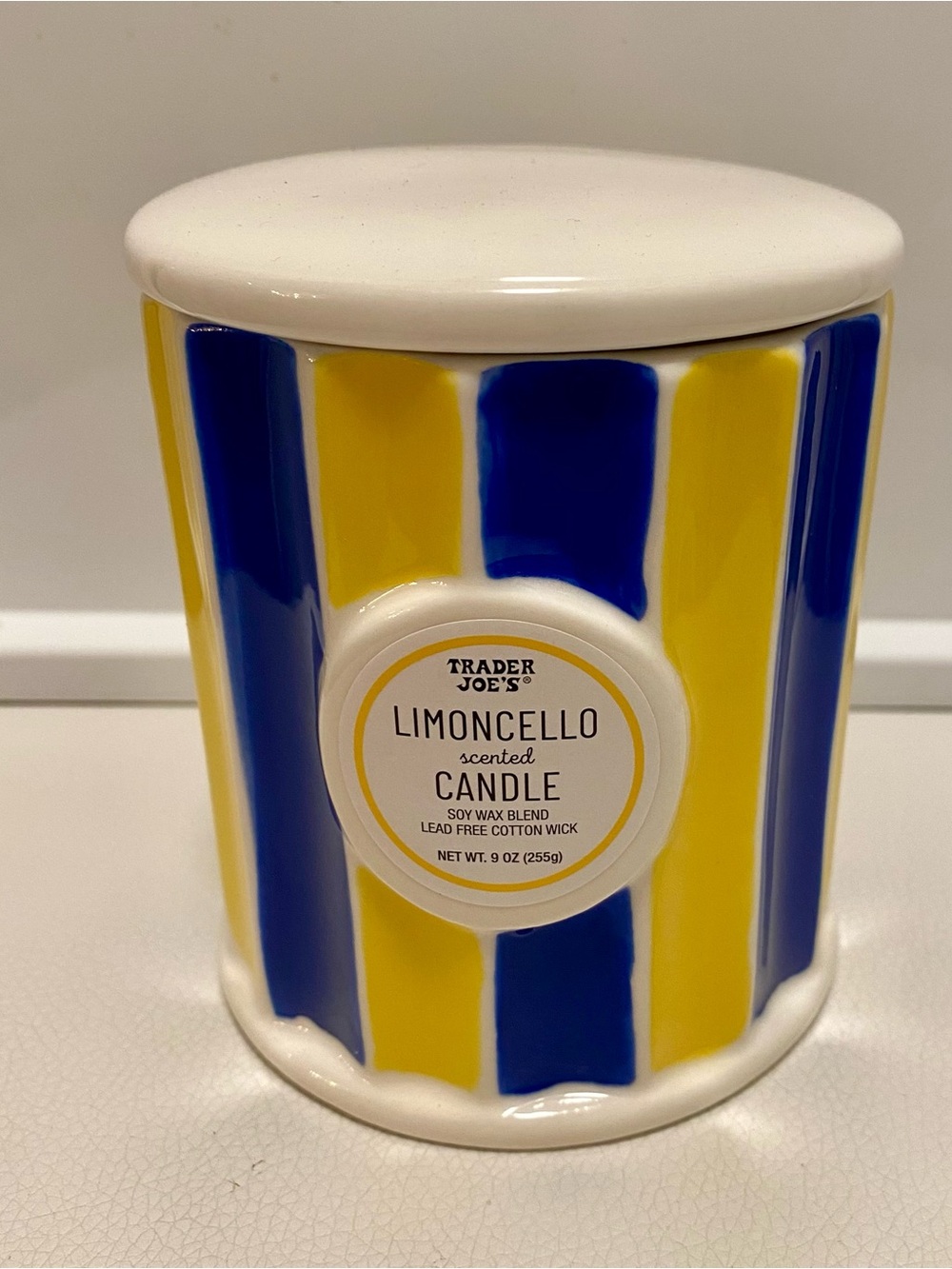 Trader Joe’s Limoncello Scented Candle - Blue & Yellow Ceramic Jar